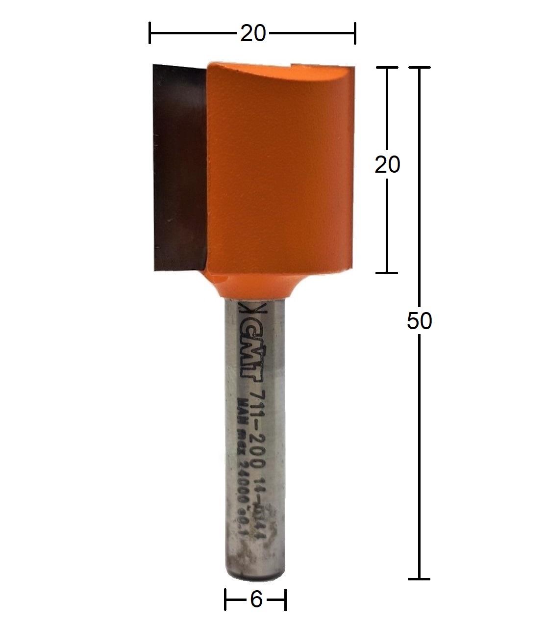 Fresa Corte Reto HW Ø20x50mm - marca CMT - Cód. 711.200.11